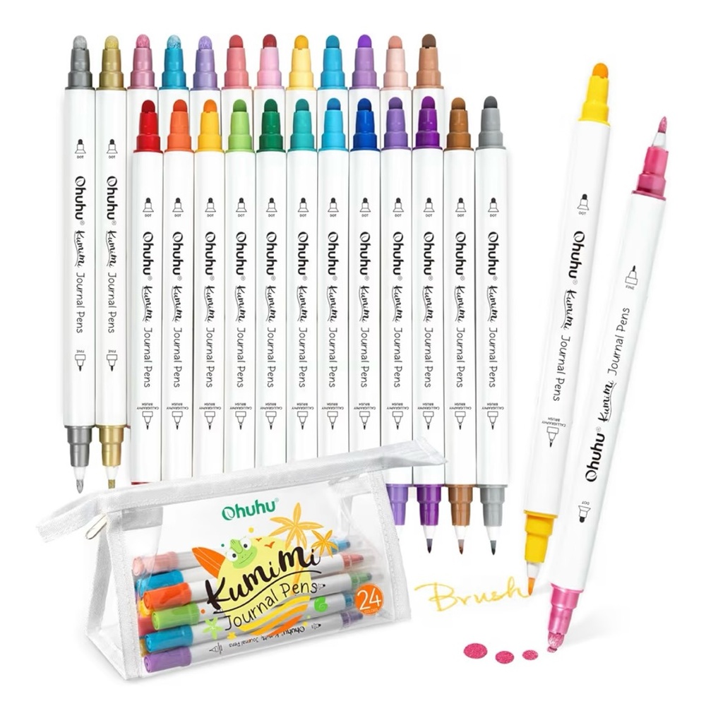 NEW Ohuhu Dual-Tip Calligraphy Brush & Dot Marker Pens Set